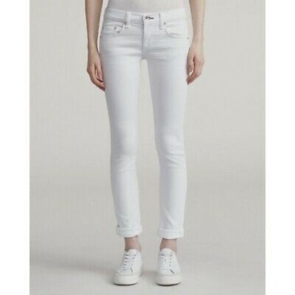 Rag & Bone Womens Aged Bright White The Dre Slim Boyfriend Stretch Jean Sz 26 - Picture 3 of 16